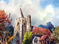 Saint James Church, Stansteadbury. A "Raphael Tuck & sons" postcard. Part of the "Oilette" series. Postal date August 1906.