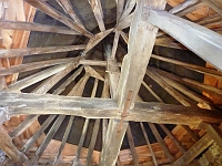Intricate support for the tower roof. St James church. Photo 2010.