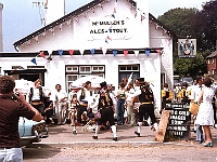 Country dancing at the Queens Head, Stanstead Abbotts. A great pub where you could get a good pint and a game of cards, dominoes or darts. Molly and Stan were the licencees during my drinking days and were very hospitable. Photo late 1970's.
