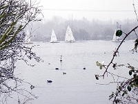 Sailing on the lake in freezing conditions. Marsh Lane. January 2013