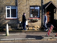 Sand bags in Roydon Road. Feb 7th 2014