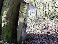 The original road through Easnye was gated in various places. A few of the gate posts still remain. December 2012