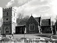 St Andrews Church, Cappel lane. Became the parish church in 1882 in place of St James Church Stanstead Bury. The clock has been removed for repair and cleaning. April1987