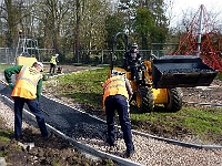The village playground by the car park. The playground is now the property of the parish council. It was previously rented. Cllr Julia Witting signed the deeds in April 2009. The renovated playground is due to open in April. Photo March 2010.
