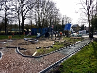 The village playground by the car park. The playground is now the property of the parish council. It was previously rented. Cllr Julia Witting signed the deeds in April 2009. The renovated playground is due to open in April. Photo March 2010.