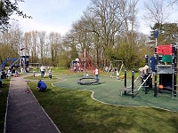 The new playground in use. Thanks to Cllr Julia Witting and the other members of the parish council the playground is a valuable assett to the village. Photo April 2010.