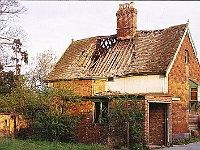 This house in Stanstead Abbotts, 77 High Streeet, (opposite Riverside), used to belong the Roman Catholic Church. A wooden hut in the grounds was used as a church for celebrating Mass. After the church stopped using the site the house was let out to a Mr Lovick but the house gradually fell into a poor state and became uninhabitable. Mr Lovick moved out in 1973 and the site was sold for redevolopement. (See next two pictures.) Photo 1983