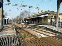 Siant Margarets station. Trains run from Hertford East to Liverpool Street, London. The branch line to Buntingford closed in 1964. Photo 2006.